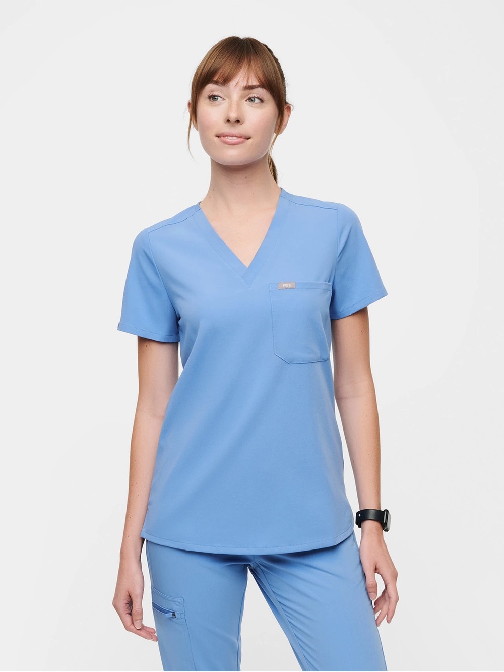 Figs Ceil Blue V-Neck Medical Scrub Top Large Women’s